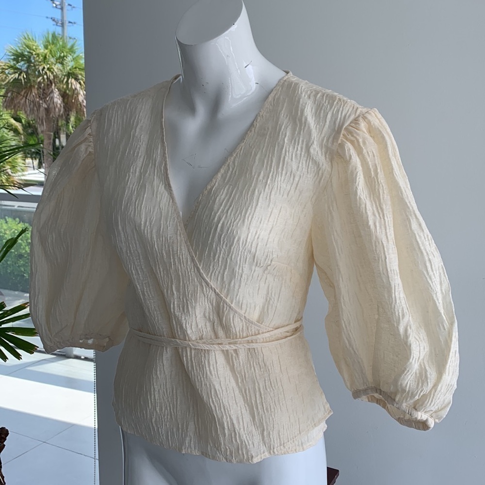 NWT H&M boho wrap puff balloon sleeves top/ blouse, size S - Picture 8 of 12
